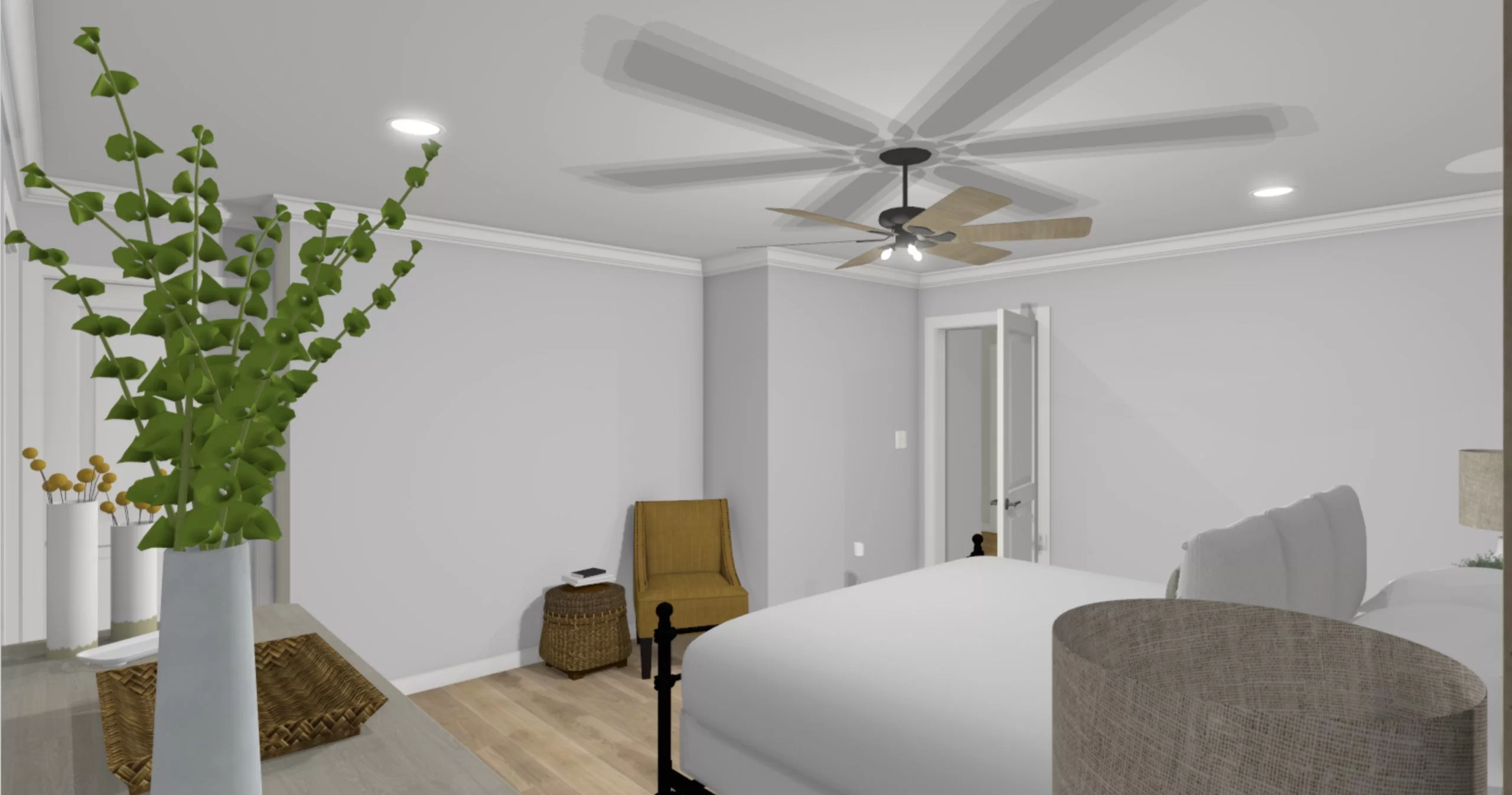Master bedroom addition in 3D rendering