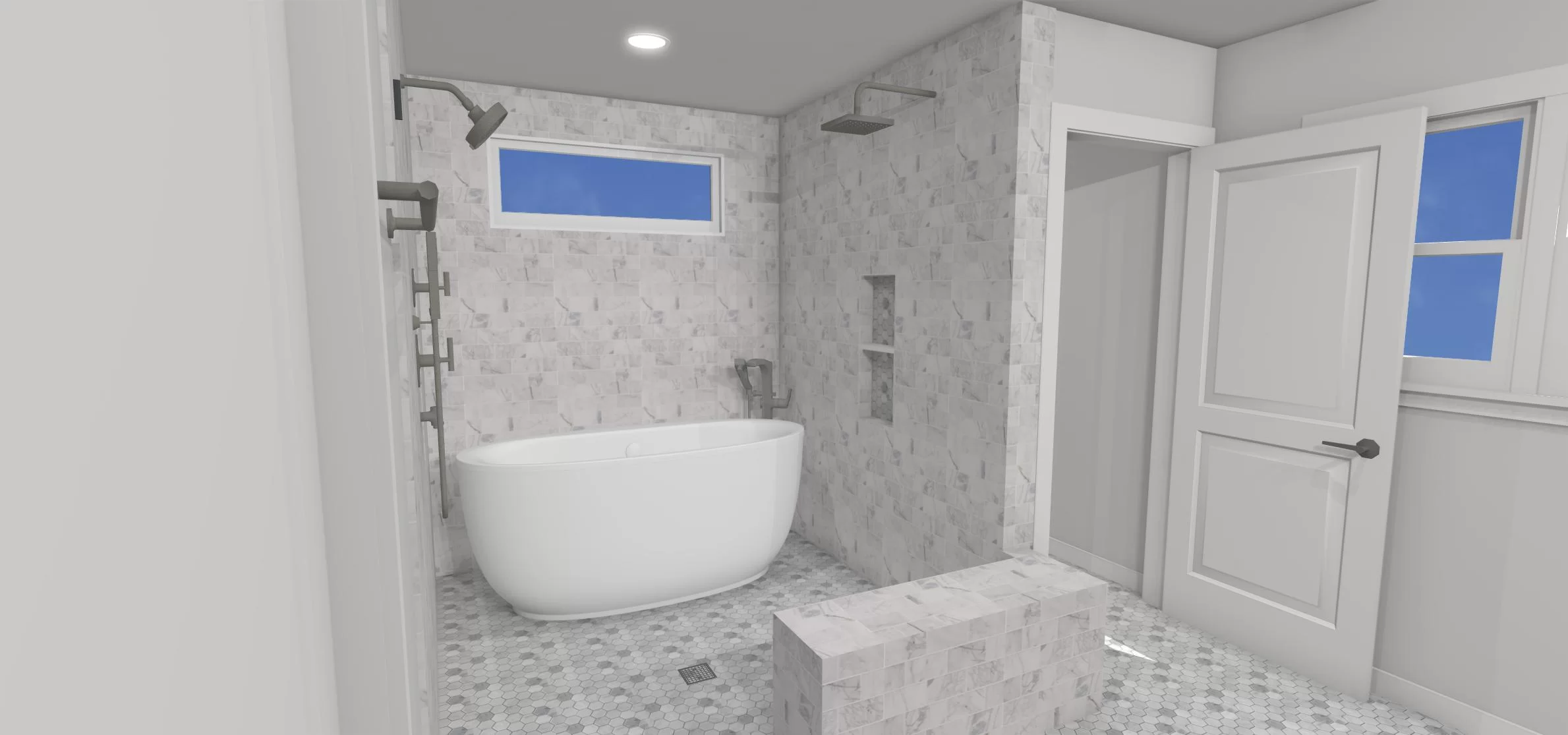 Shower and tub wet room in Master Bathroom 3D