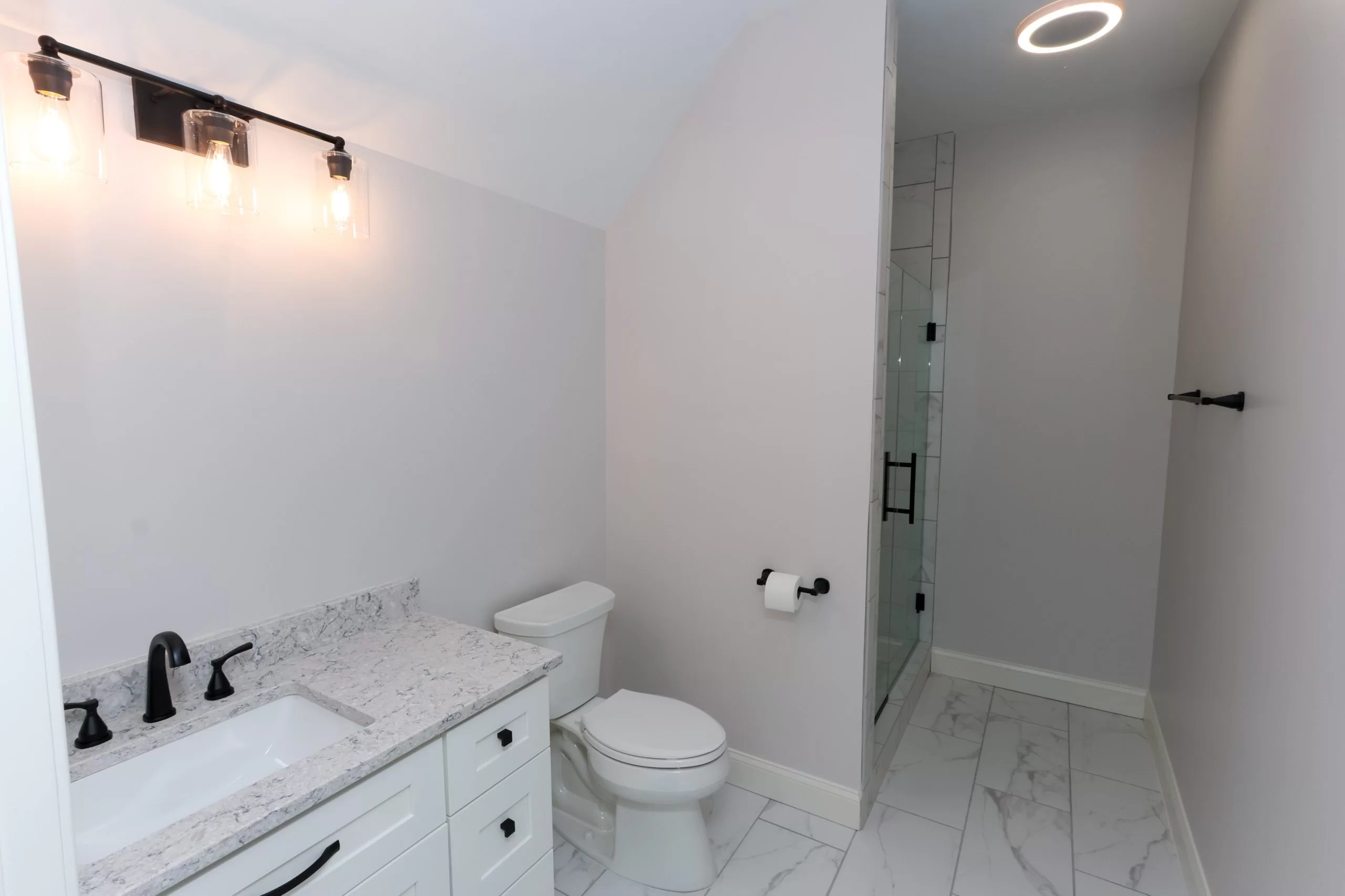 Roomy Full bathroom added to attic finish in Cary NC