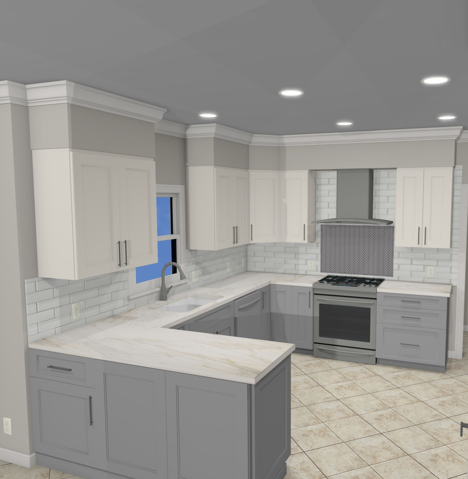 birds eye view of kitchen 3D