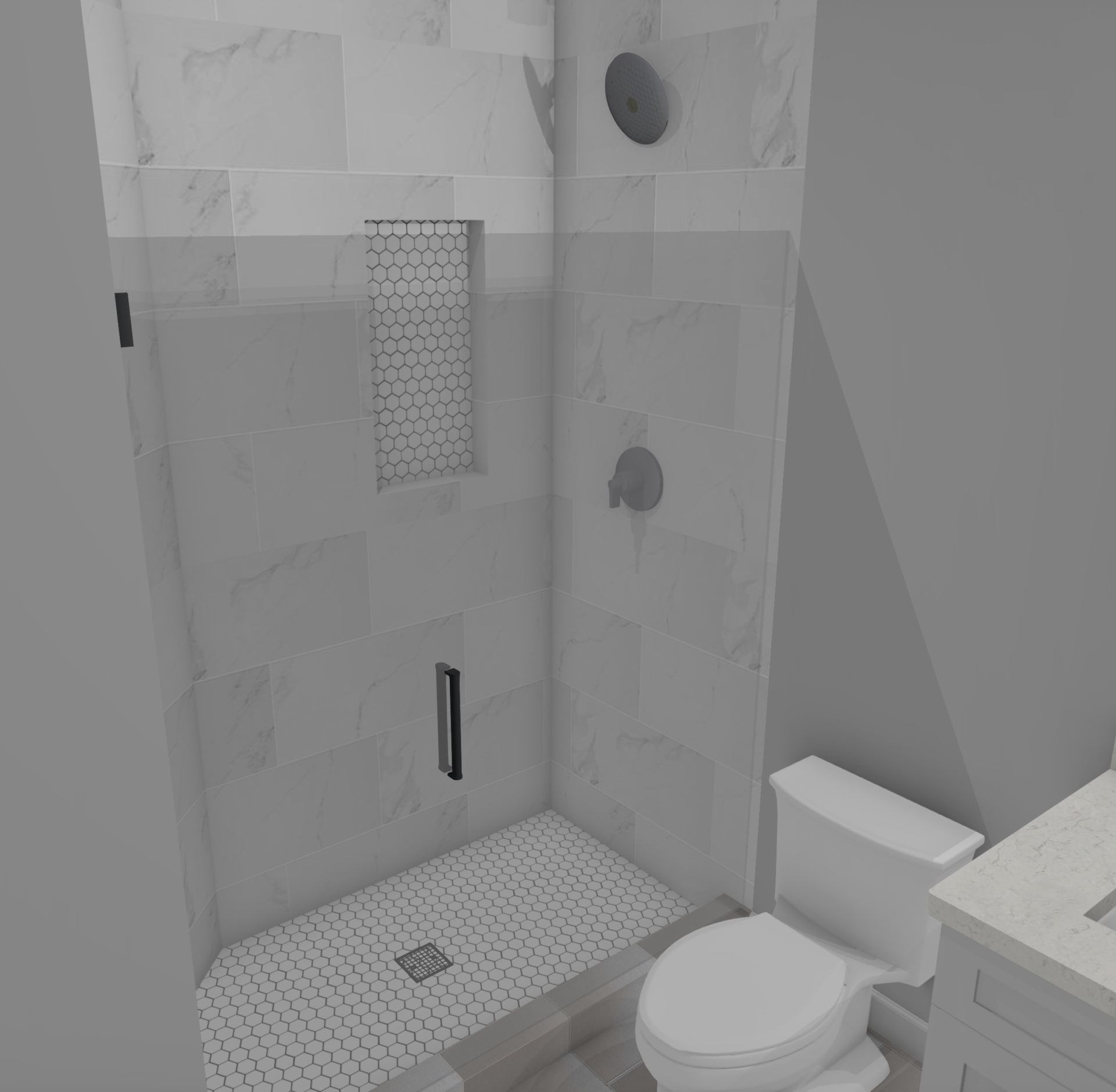 shower design for attic finish
