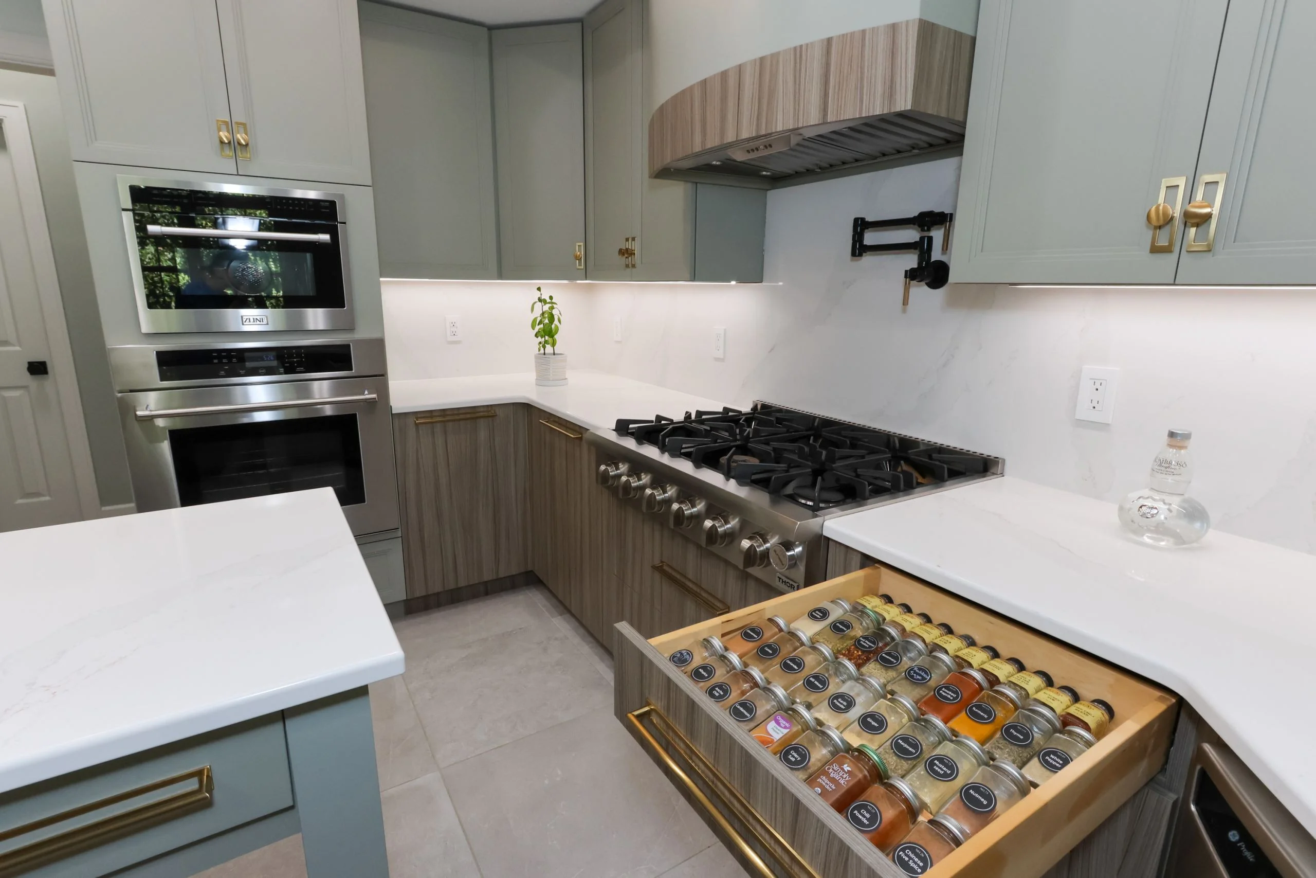 spice drawer in kitchen cabinet