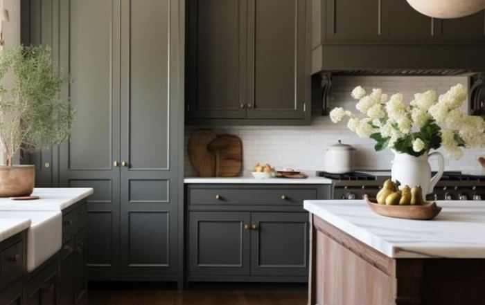 deep jewel toned kitchen cabinets