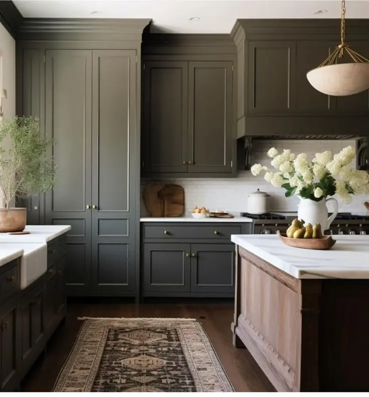 deep jewel toned kitchen cabinets