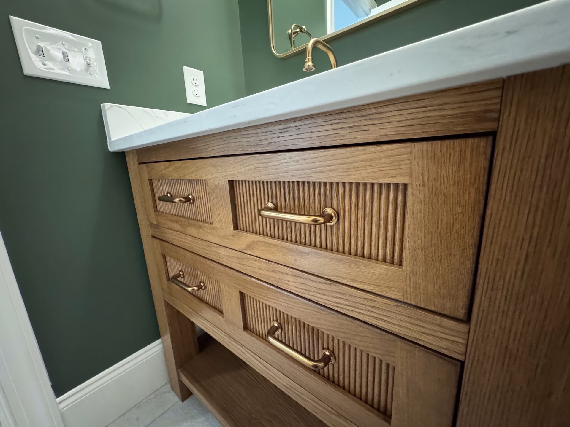 Third-floor bathroom vanity drawer detail Third-floor bathroom vanity drawer detail